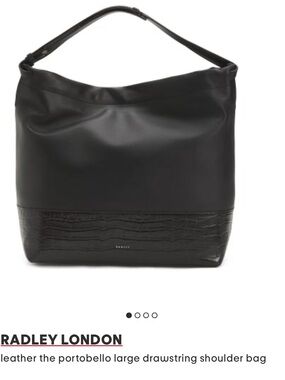 RADLEY LONDON Black Leather Portobello Drawstring Shoulder Bag
